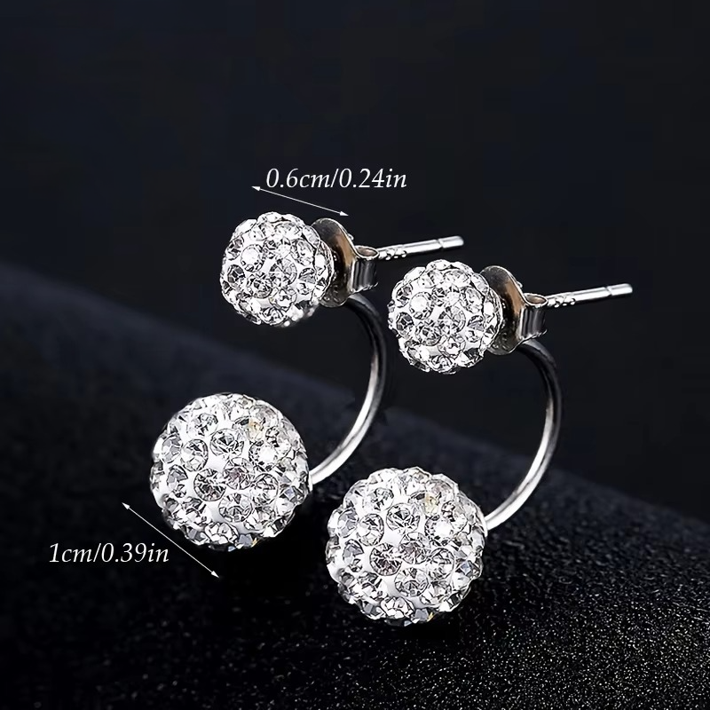 Rhinestone Double Ball Hoop Earrings