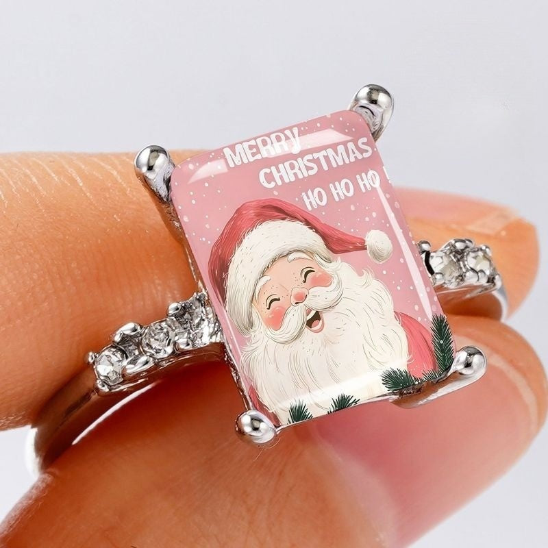 Santa Claus Merry Christmas Rectangle Ring