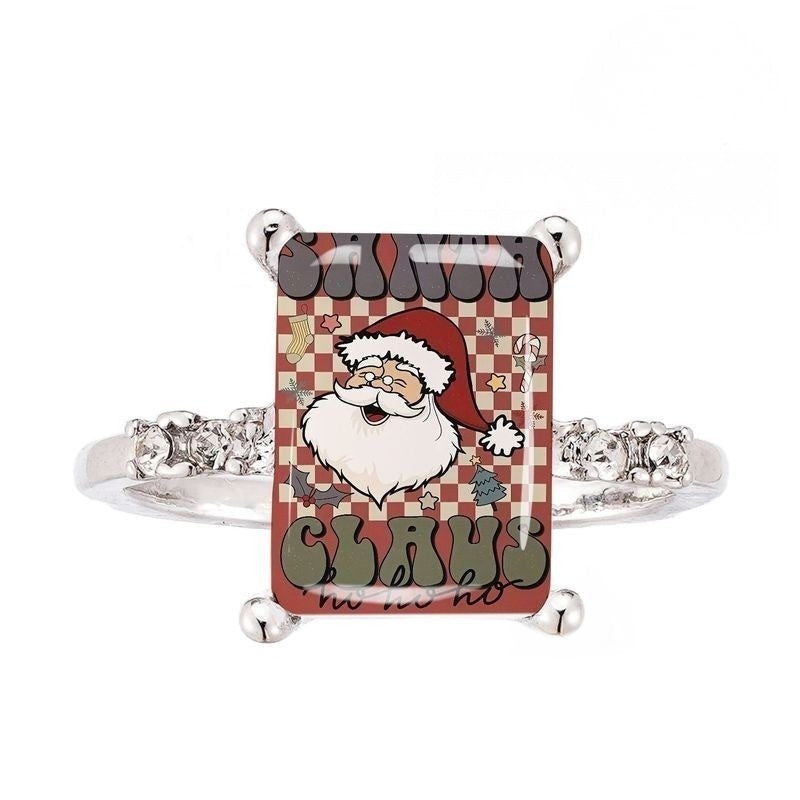 Santa Claus Checkered Glass Ring