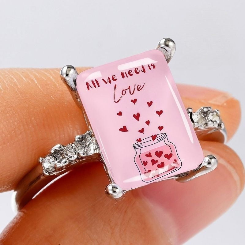 Pink Love Jar Statement Ring