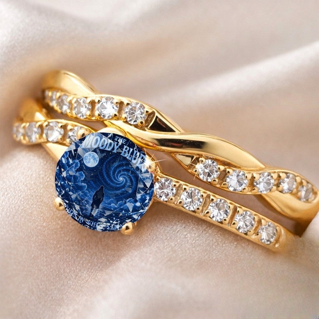 Blue Spiral Moon Ring