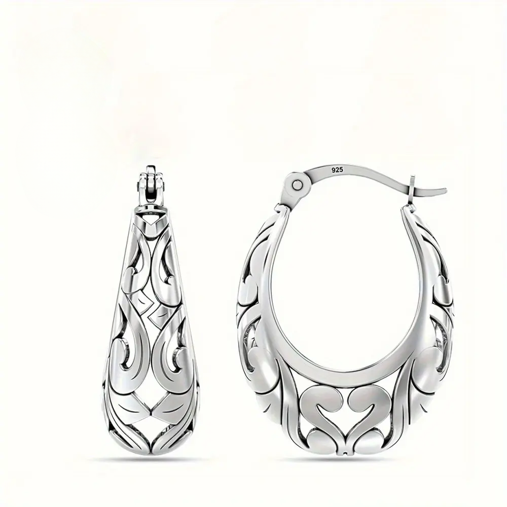 Silver Dangle Hoop Earrings