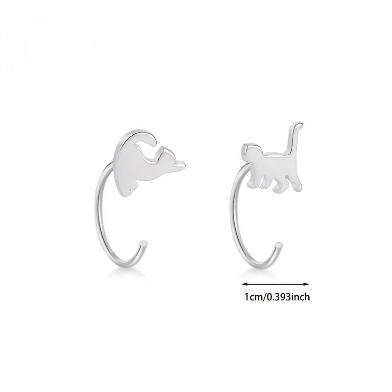 Playful Cat Hoop Earrings