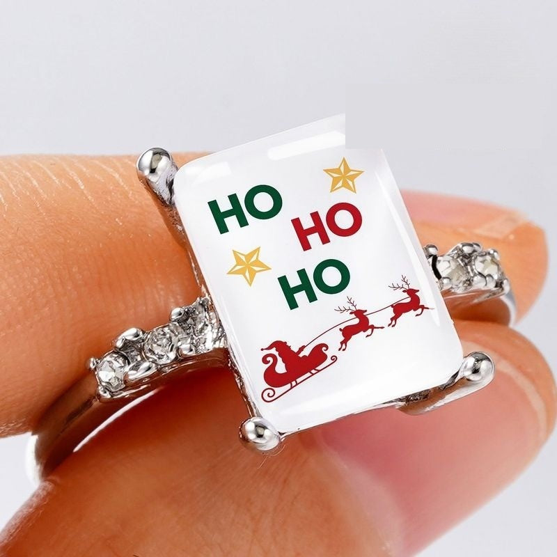 Ho Ho Ho Sleigh Rectangular Ring