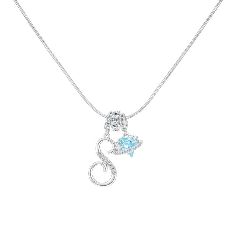 14k Initial Heart Charm Necklace