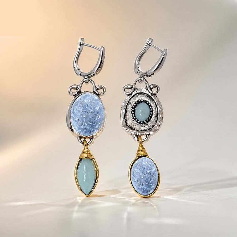 Asymmetrical Frosted Glass Drop Earrings