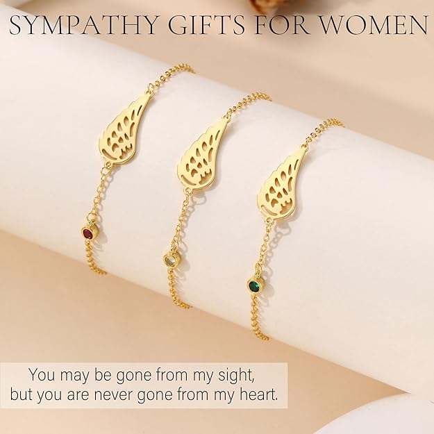 Angel Wing Birthstone Necklace