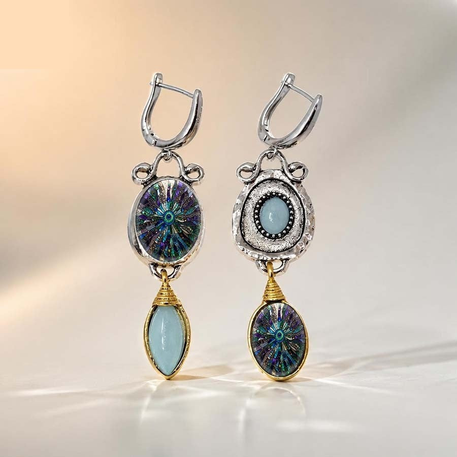 Asymmetrical Oval Mosaic Earrings