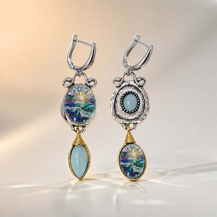 Sunrise & Sea Asymmetrical Earrings
