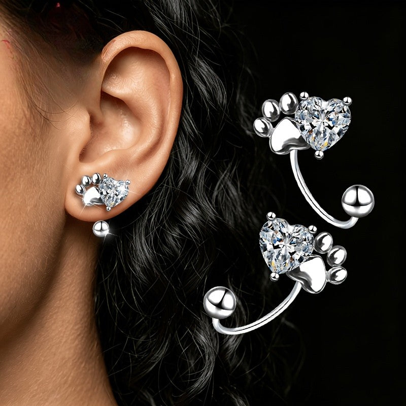 Paw Heart Stud Earrings
