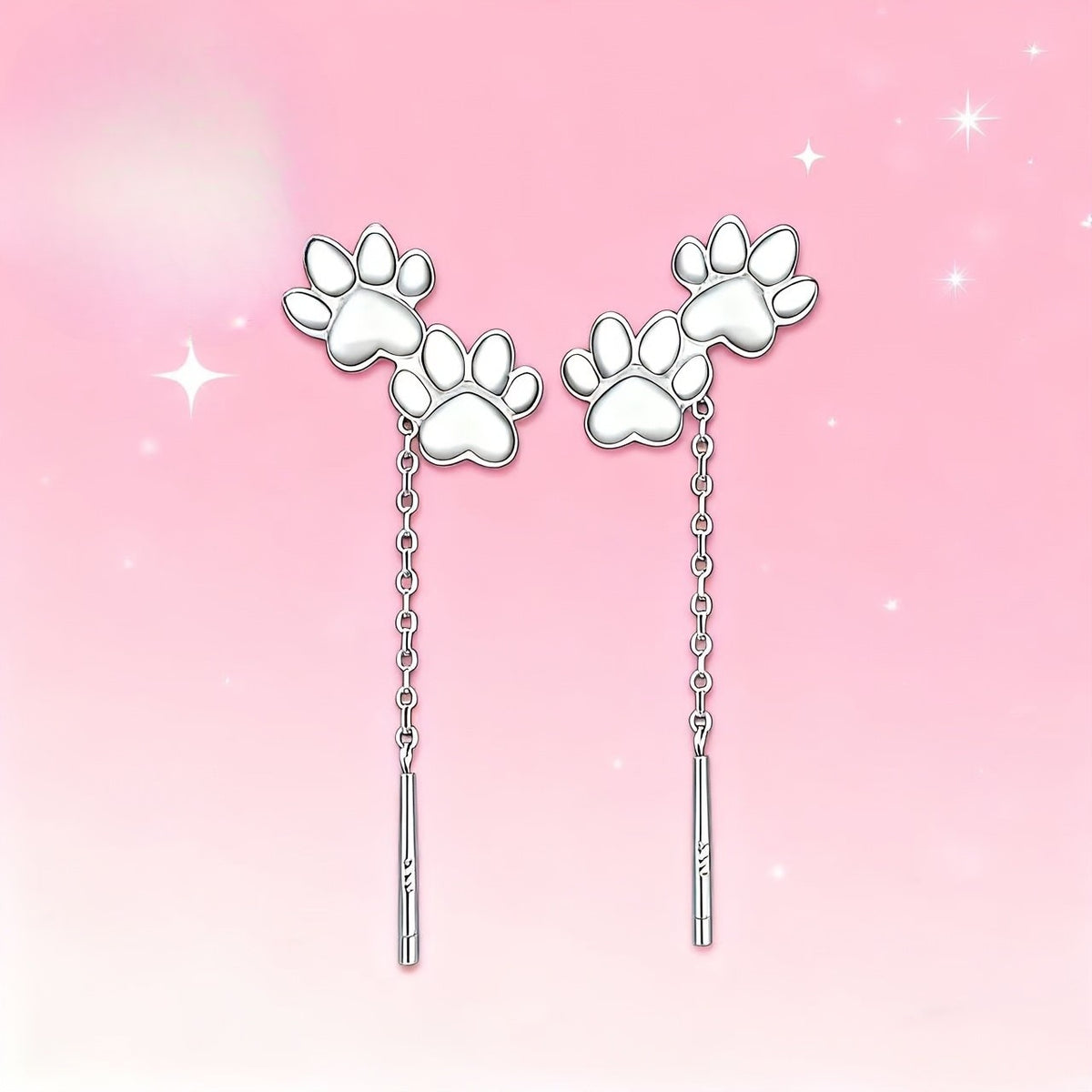Paw Print Threader Earrings