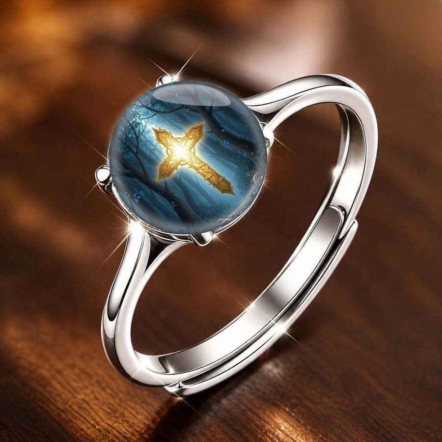 Forest Cross Dome Ring