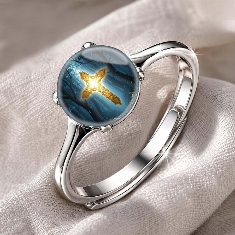Forest Cross Dome Ring