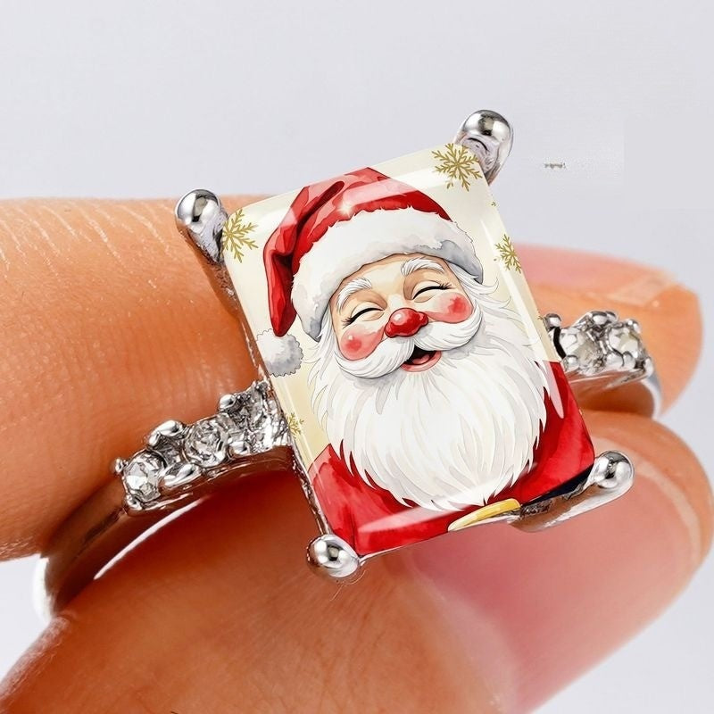 Silver Santa Claus Square Ring