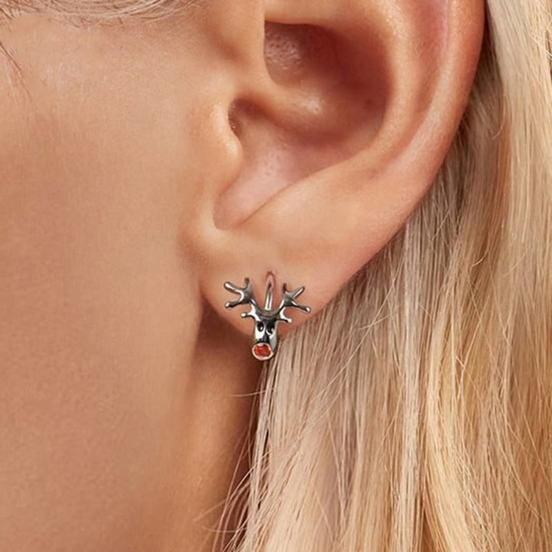 Reindeer Crystal Hoop Earrings