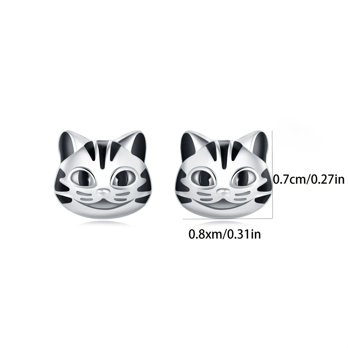 Striped Cat Face Stud Earrings