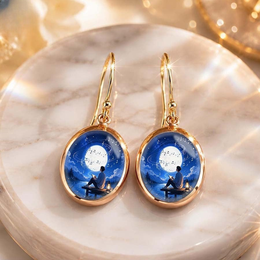 Moonlit Music Oval Earrings