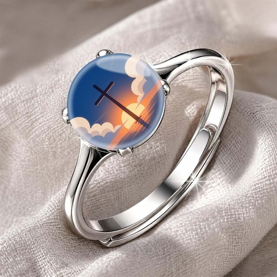 Sunset Cross Cabochon Ring