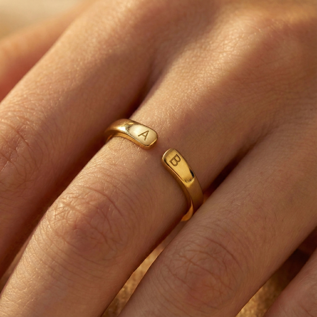 Adjustable Dainty Initial Ring