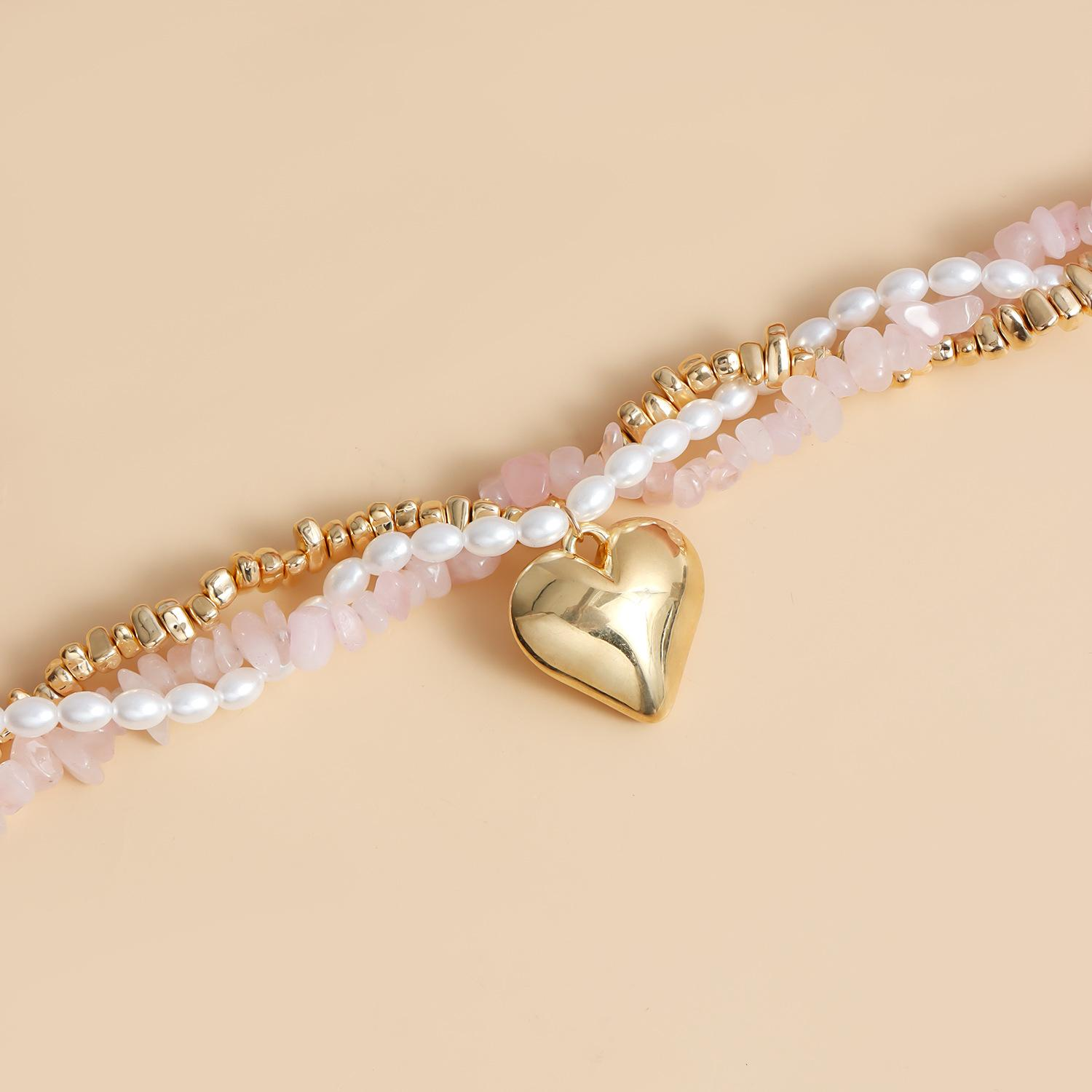 Baroque Pearl Heart Layered Necklace Set