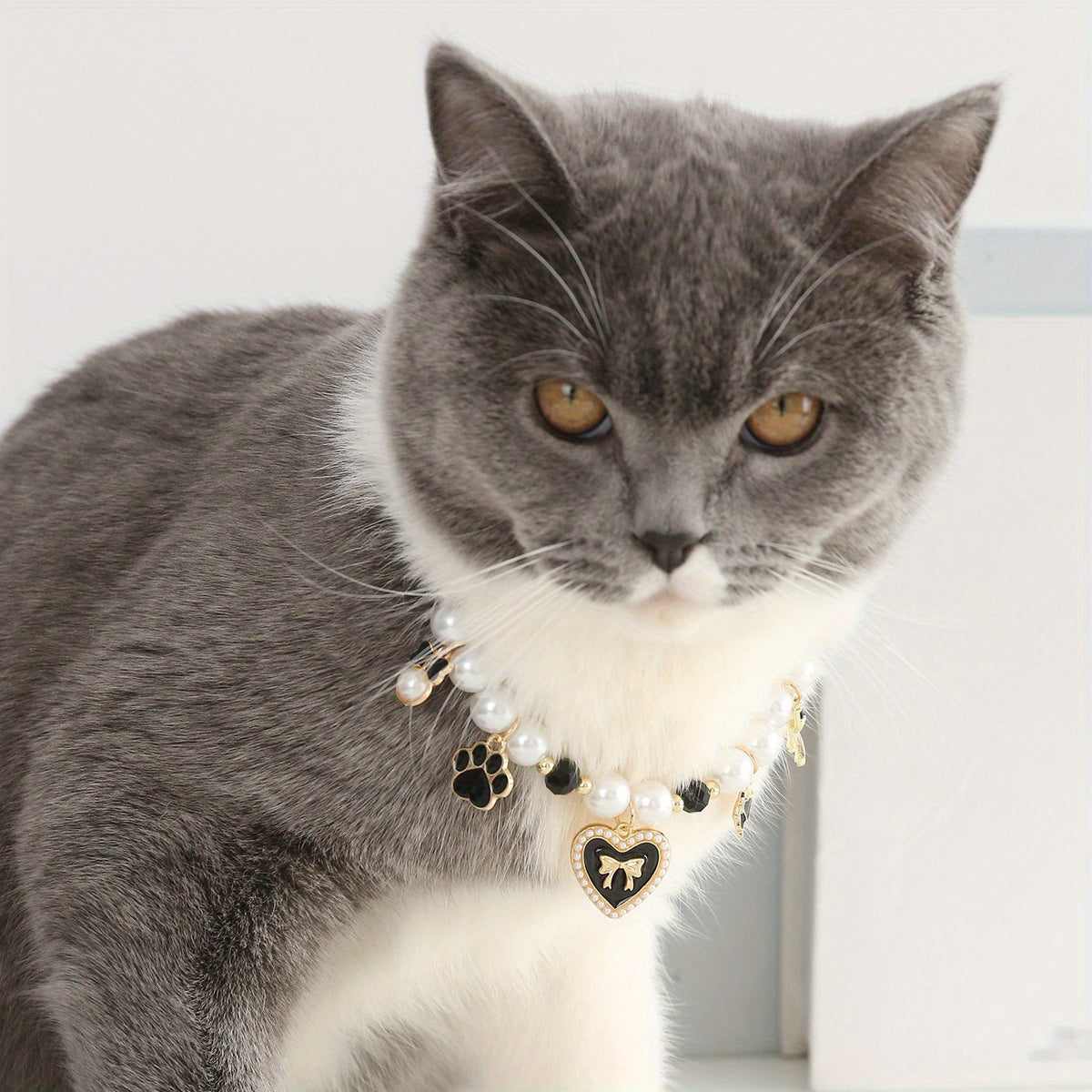 Pearl Charm Cat Necklace