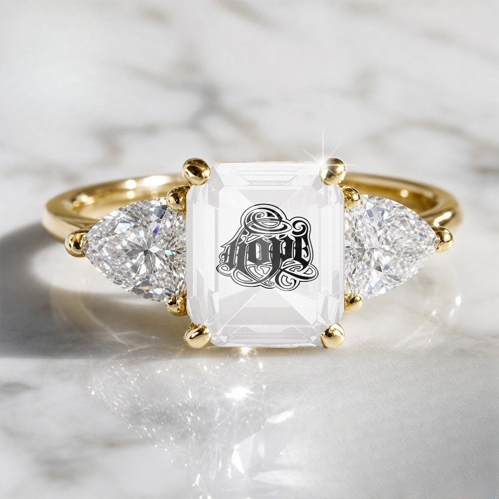 Hope Script Three-Stone Ring