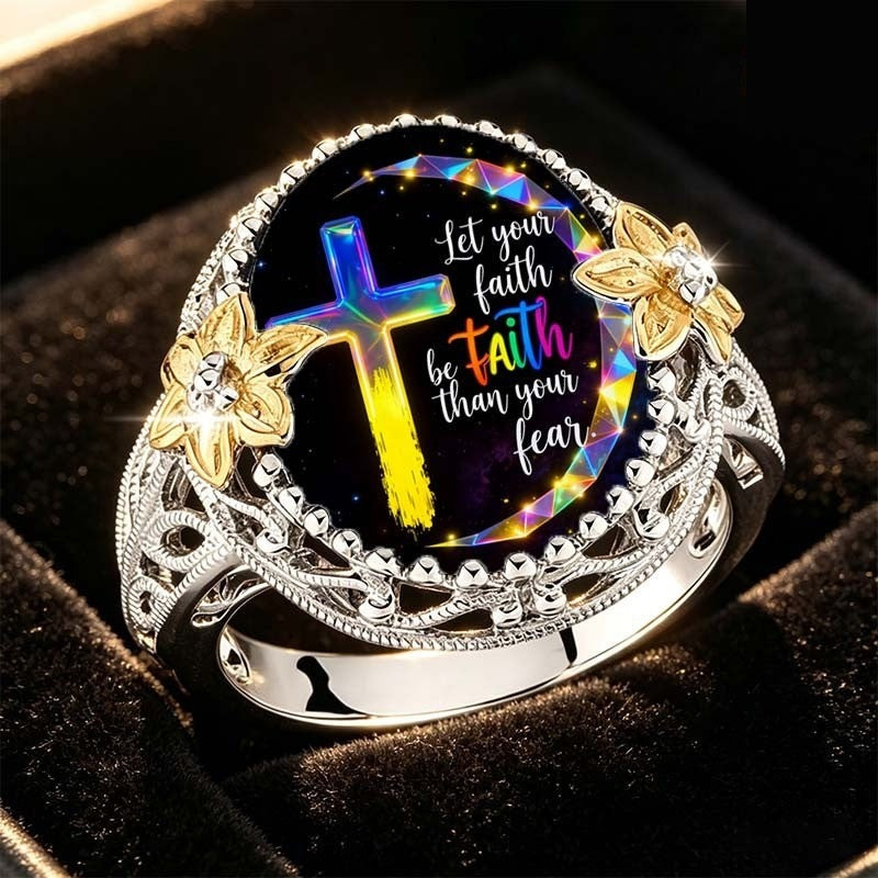 Faith Bigger Than Fear Cross Ring