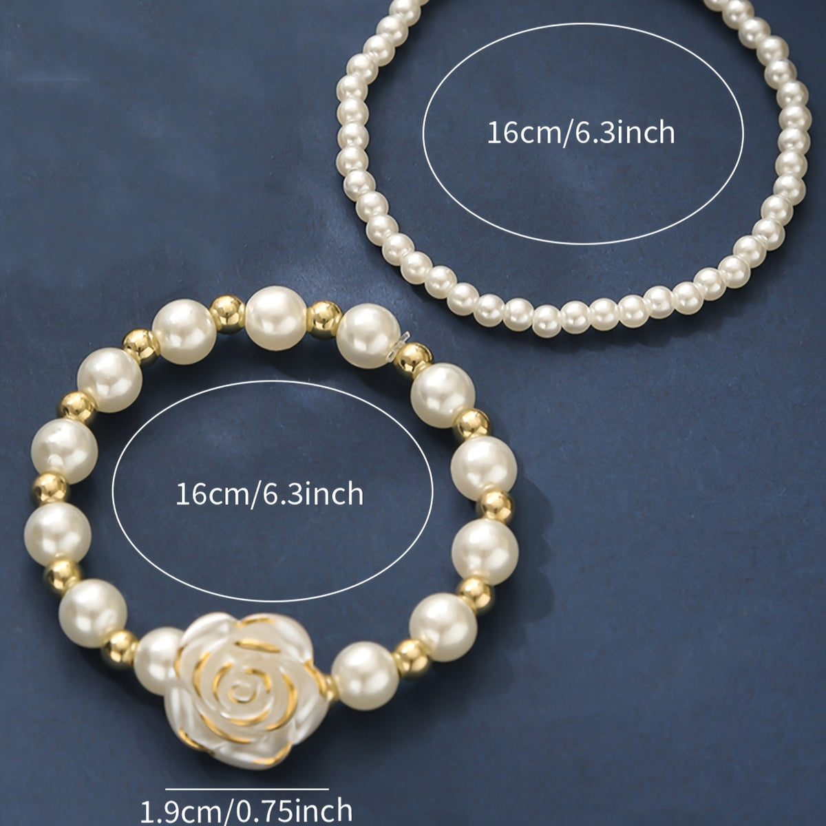 Pearl Rose Bracelet Set