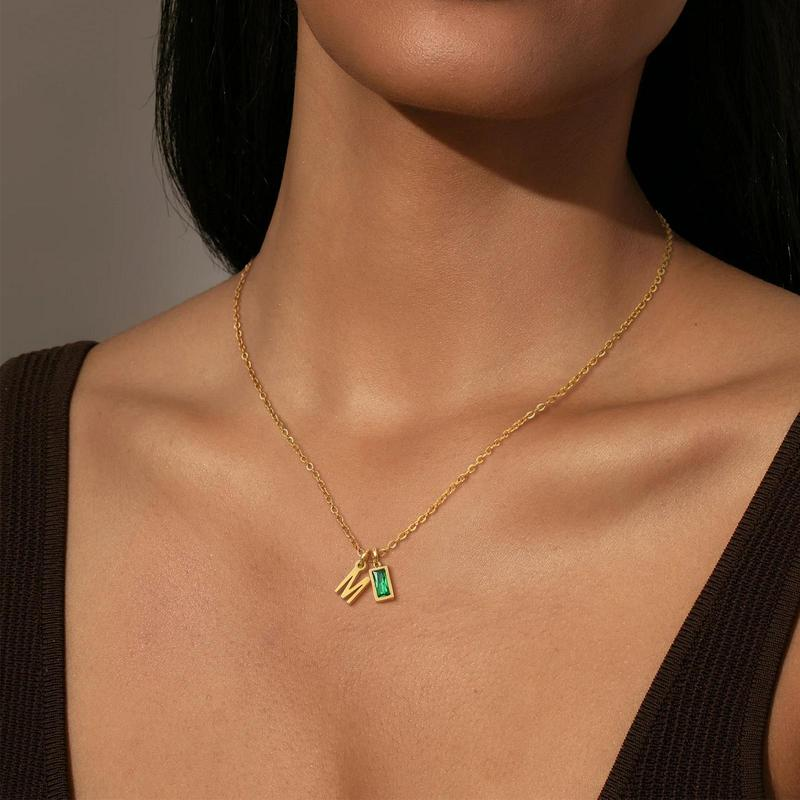 Initial Birthstone Necklace