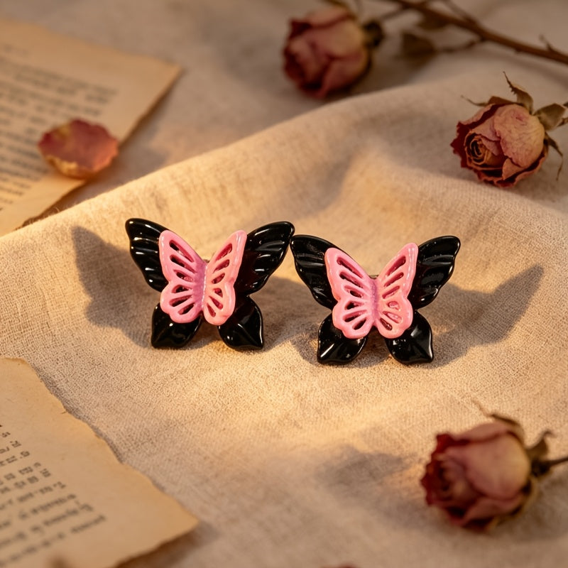 Pink Butterfly Stud Earrings