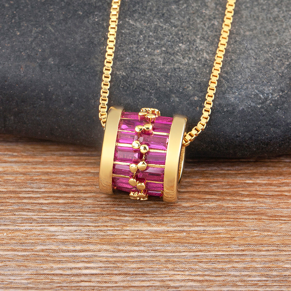 Rhinestone Circle Pendant Necklace