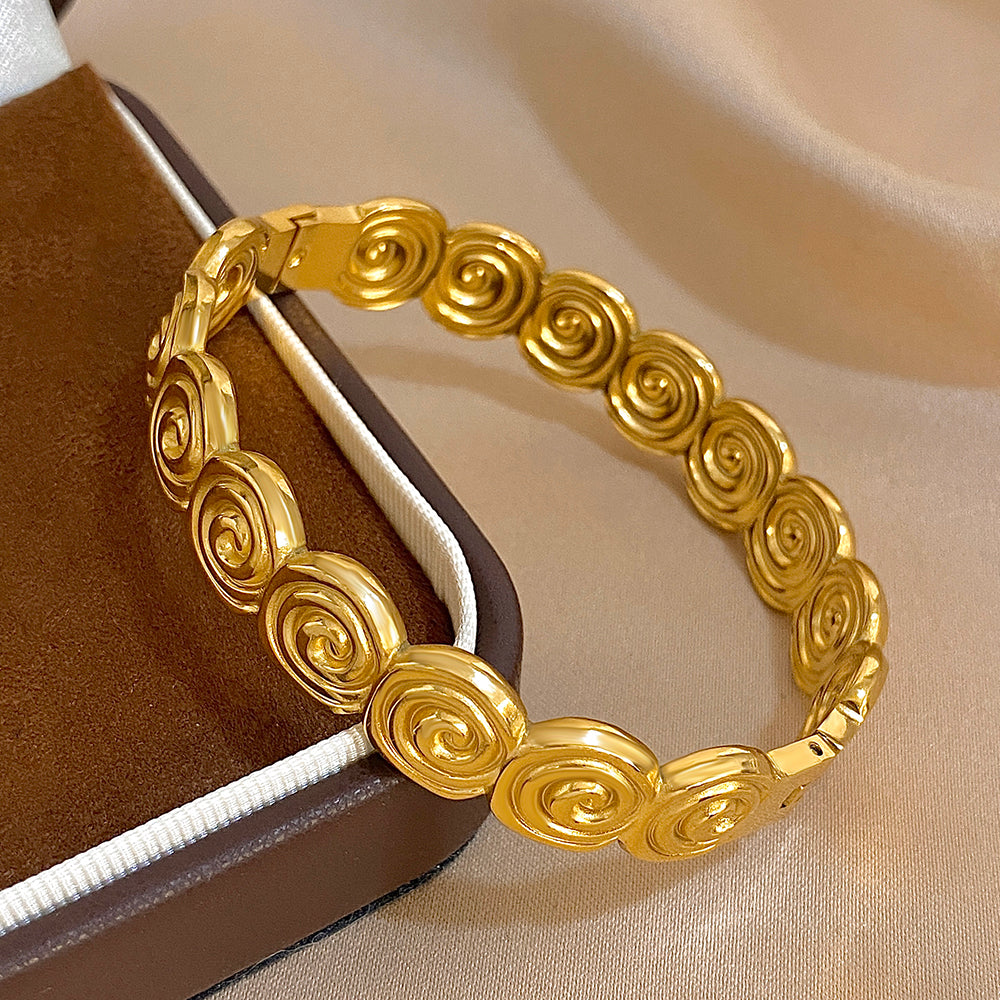 Gold Swirl Pattern Bangle Bracelet