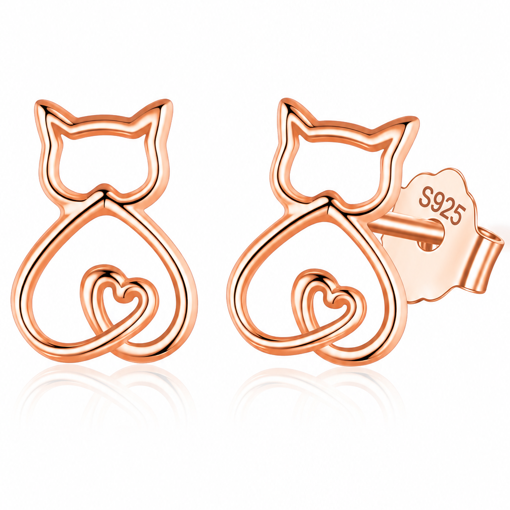 Heart Cat Stud Earrings