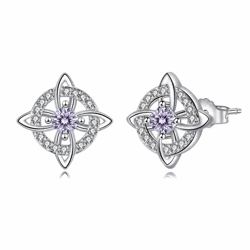 Crystal Four-Point Star Knot Stud Earrings