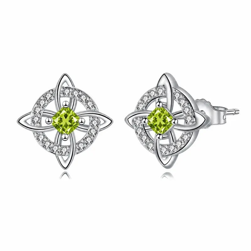 Crystal Four-Point Star Knot Stud Earrings