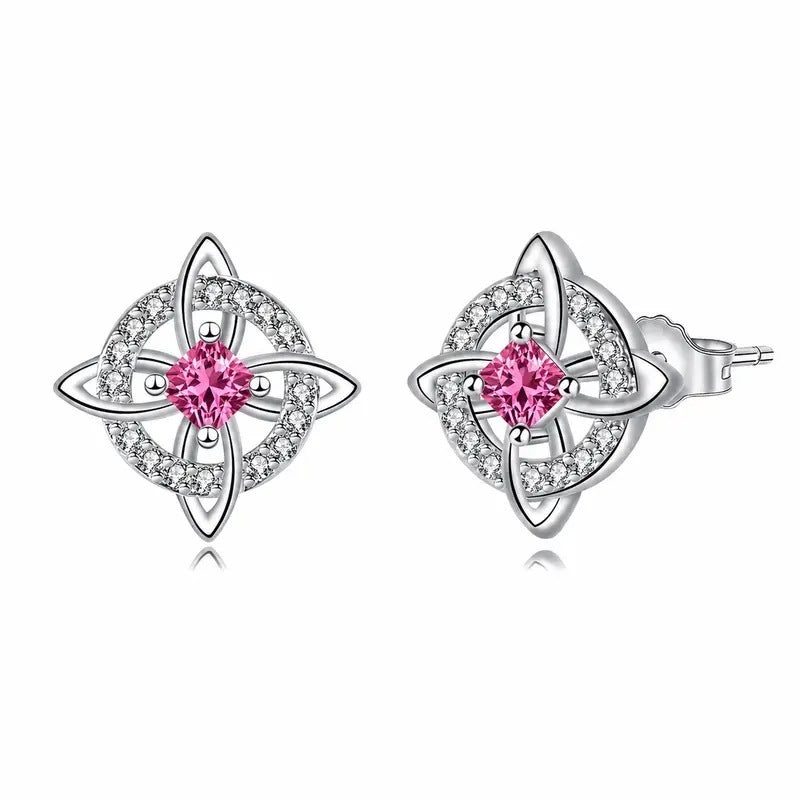 Crystal Four-Point Star Knot Stud Earrings