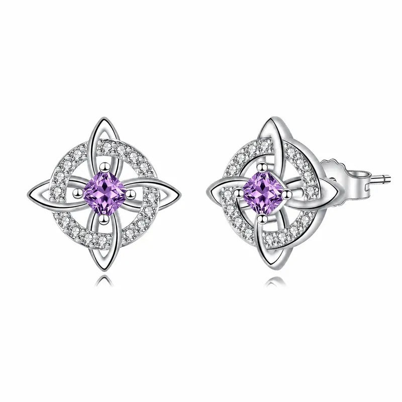 Crystal Four-Point Star Knot Stud Earrings