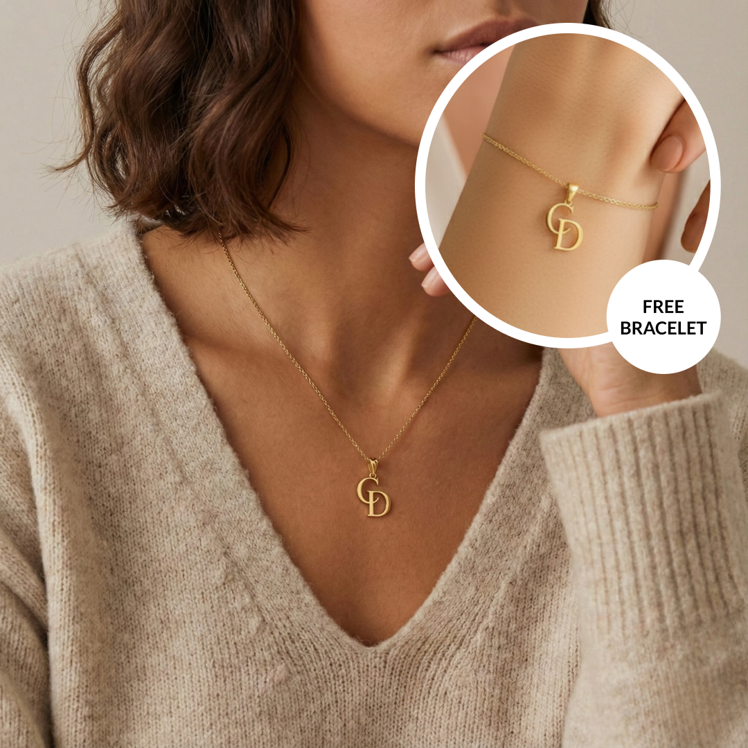 Personalized Letter Necklace w/FREE Matching Bracelet