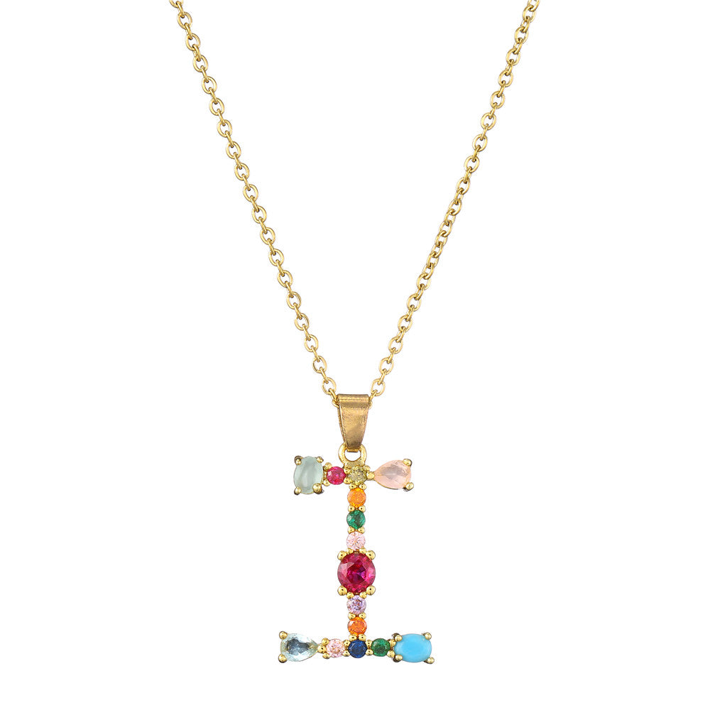 Gold Crystal Initial Pendant Necklace