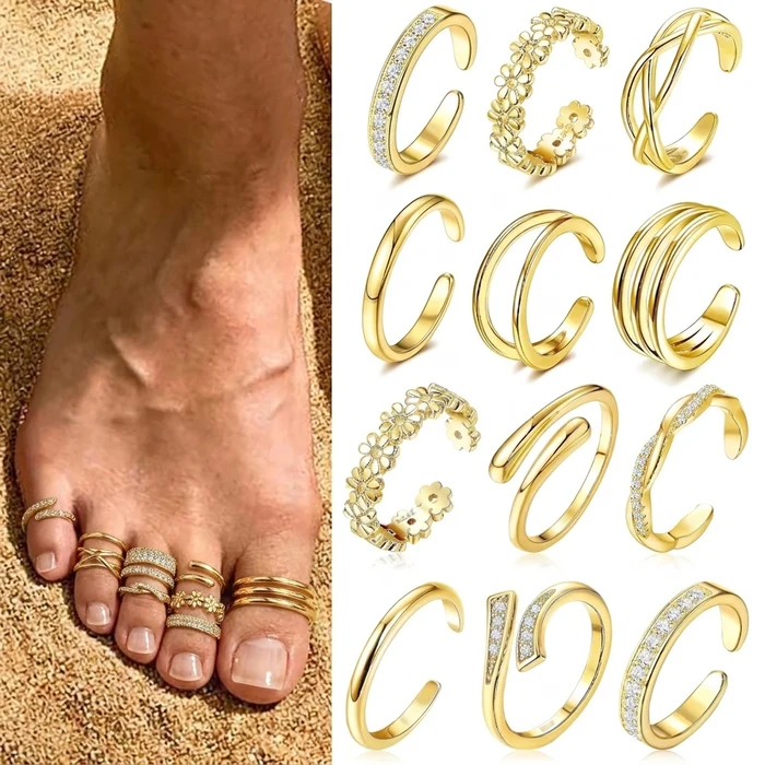 14k 12pc Toe Ring Set