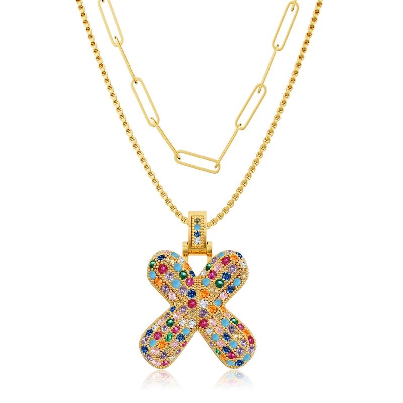 2pc Initial Bubble Necklace Set