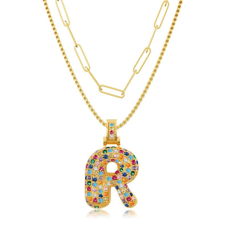 2pc Initial Bubble Necklace Set