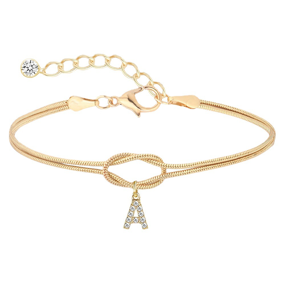 Diamond Letter Love Knot Bracelet