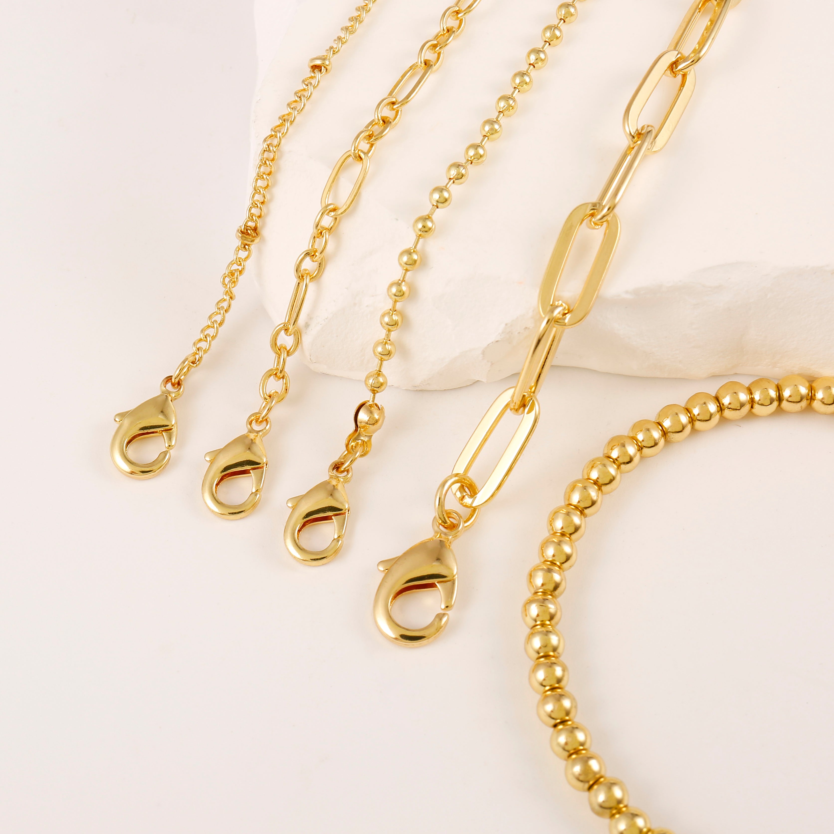 5pc Mixed Chain & Bead Bracelet Set