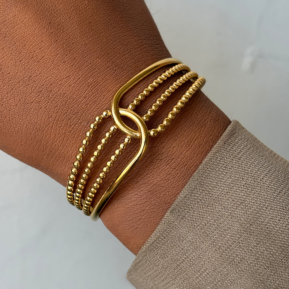 5-Strand Beaded Twist Cuff Bracelet