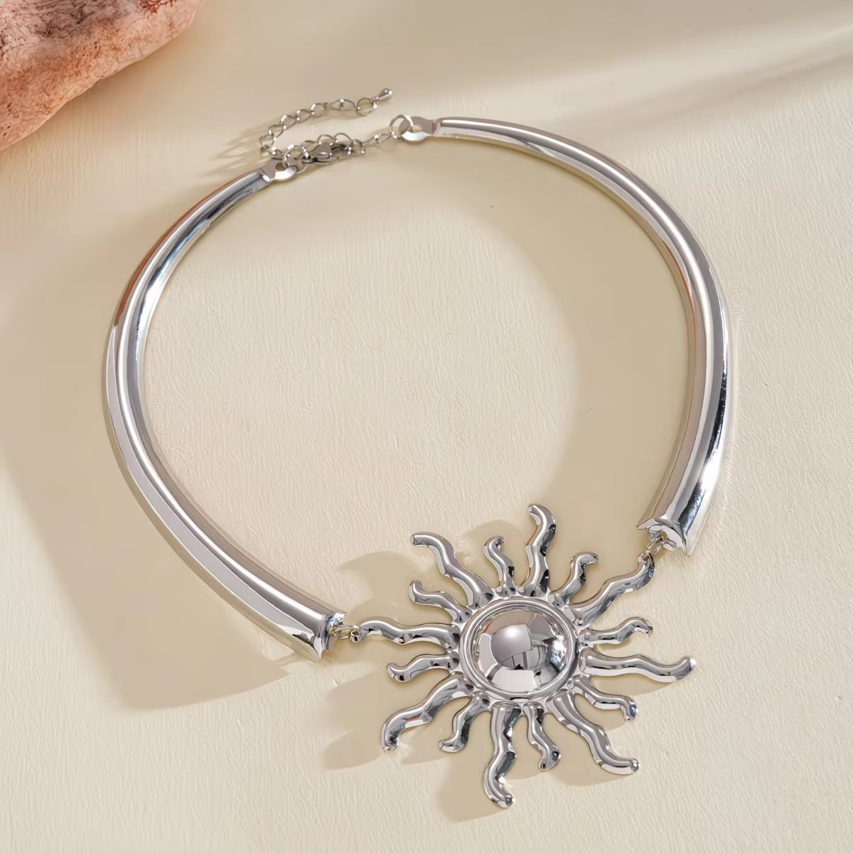 Sun Pendant Choker Necklace