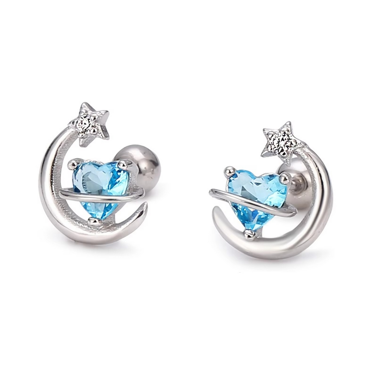 Blue Crystal Planet Earrings