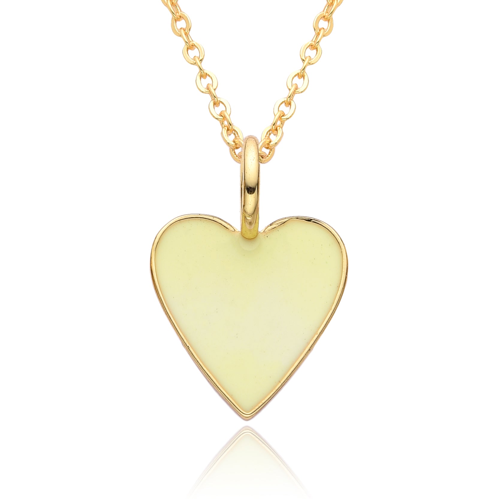 Gold Enamel Heart Pendant Necklace