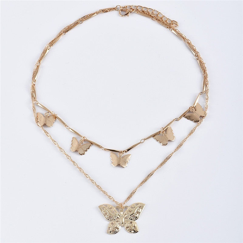 Butterfly Layered Pendant Necklace