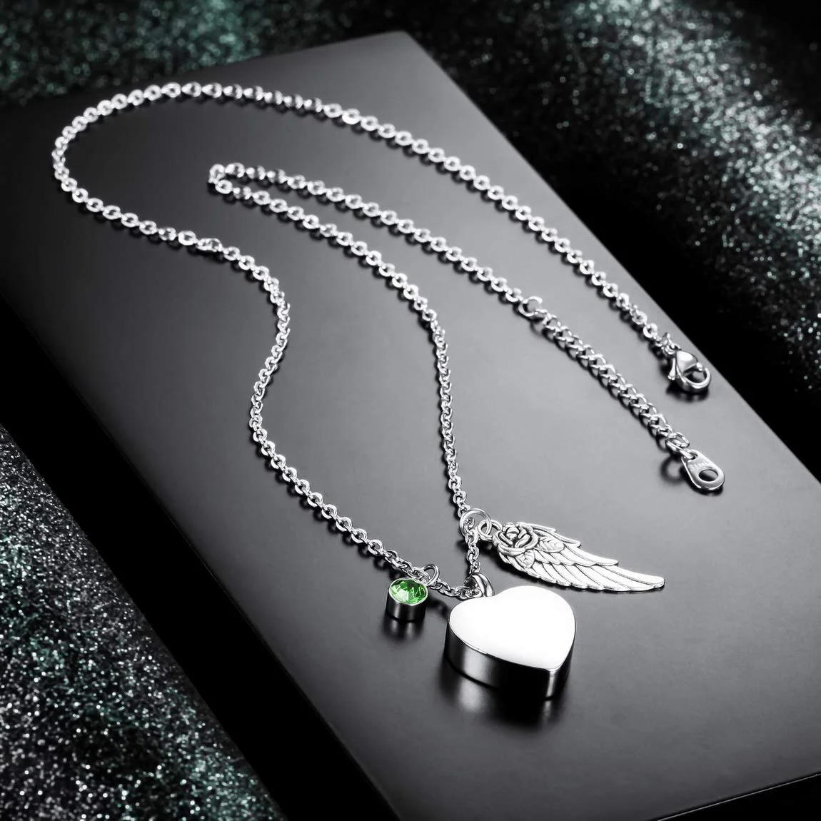 Heart Urn Birthstone Necklace